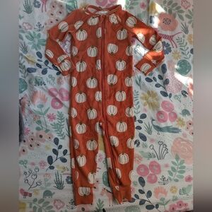 Orange Pumpkin Print Baby Onesie
